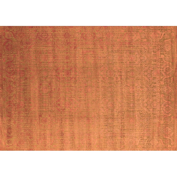 Ahgly Company Indoor Rectangle Oriental Orange Industrial Area Rugs, 7' x 9'