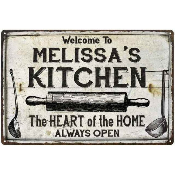 MELISSA'S Kitchen Farmhouse Sign 8 x 12 High Gloss Metal 208120033033