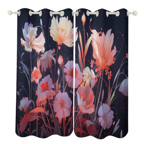 Watercolor Wildflowers Modern Window for Living Room Curtains for Child Bedroom Kitchen Decor Blinds Drapes