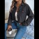 thumbnail image 4 of Chaquetas de con Botones para Mujer, Camisetas de Larga, Tendencia 2025 Negro L, 4 of 9