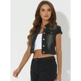 thumbnail image 3 of DARING DIVA Women's Cap Short Sleeve Cropped Denim Jacket XL Black, 3 of 6