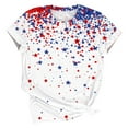 thumbnail image 5 of Cavosen American Flag Tops for Women Petite Red White and Blue Short Sleeve Crewneck T Shirts USA Star Striped Graphic Tops Lady XL Patriotic Casual T Shirts Independence Day Tunic Tees, 5 of 5