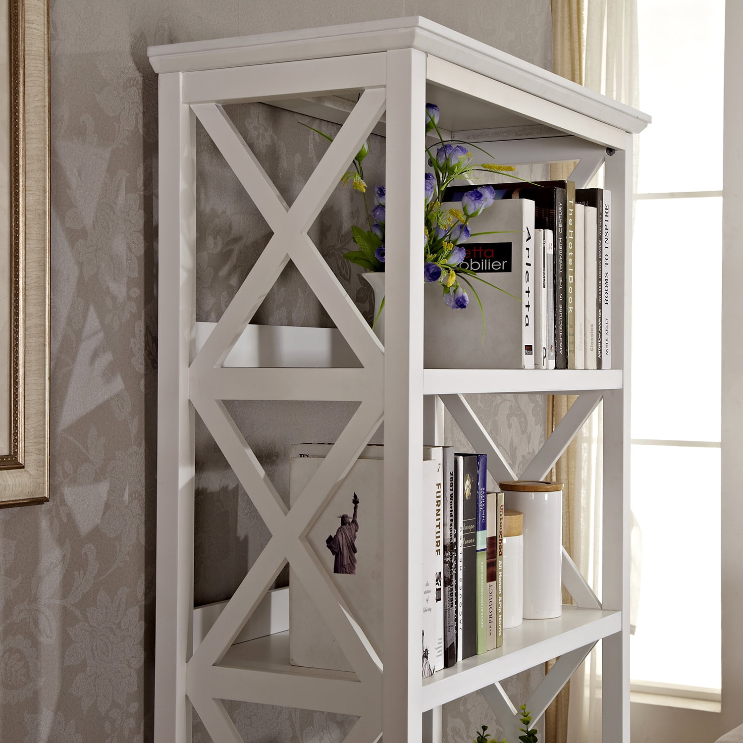 Resenkos 67" Solid Wood Freestanding Bookcase with 4 Shelves, Open Storage Organizer for Home Office Bedroom White Resenkos 67" Solid Wood Freestanding Bookcase with 4 Shelves, Open Storage Organizer for Home Office Bedroom White
