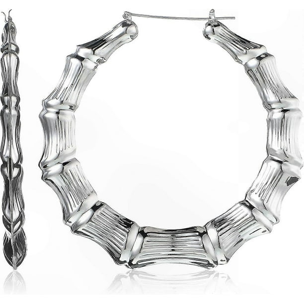 Bamboo Style Large Hoop Earrings - Hip Hop Fashion Accessory for Everyday Wear 80s 90s Retro Inspired Statement Jewelry