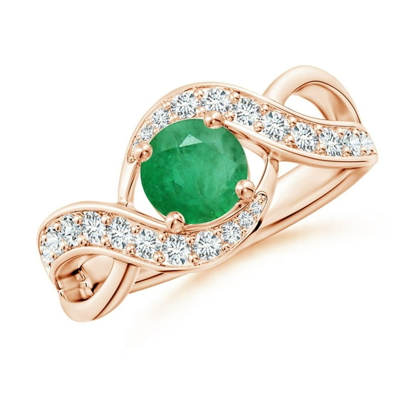 ANGARA Natural Solitaire Round Emerald Infinity Promise Ring in 14K Rose Gold for Women (Size-6mm) | May Birthstone, Birthday, Anniversary, Jewelry Gift for Women | Natural Emerald Ring