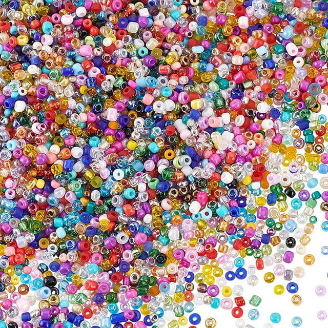 2000 Pcs Perles de Rocaille en Verre Perles Entretoise Cylindriques Rondes 2-2,5 mm Perles Poney Multicolores Perles en Vrac Perles de Taille pour Bricolage Boucle d'Oreille Bracelet Collier Pendentif Fabrication de Bijoux Trou 1 mm