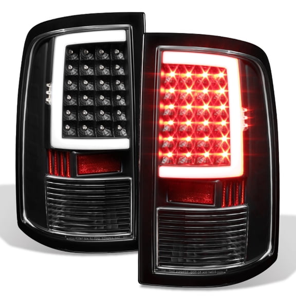 AKKON - For 2009-2018 Dodge Ram 1500 10-18 2500/3500 Black LED Tube Tail Lights Lamps Pair (Driver Passenger) Side