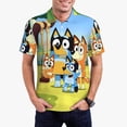 thumbnail image 2 of Lsque Bluey Pattern Golf Shirts for Men Dry Fit Print Moisture Wicking Performance Short Sleeve Polo Shirt-3X-Large, 2 of 7
