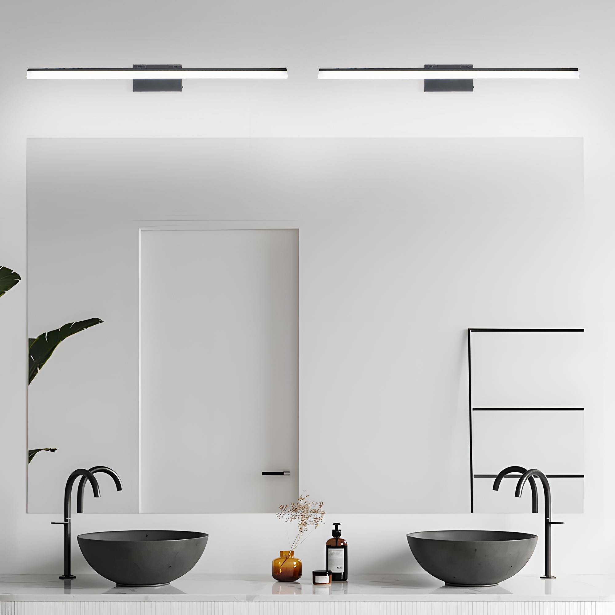 Leumius 39" Modern LED Bathroom Vanity Light, Sleek Black Metal Wall Light for Mirror, Dressing Room or Sink Area