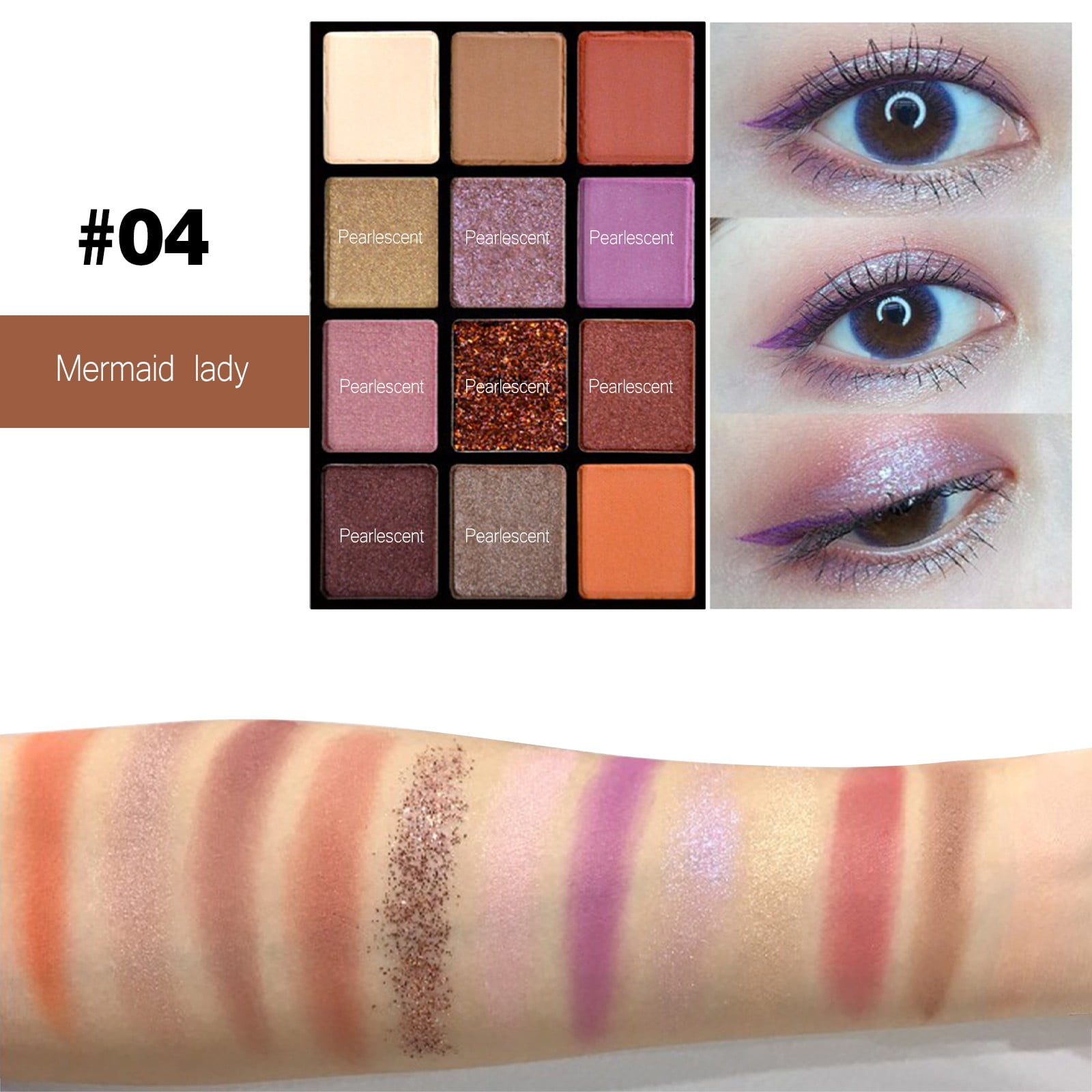 ERTUTUYI 12 Shades Aromatic Eyeshadow Long Lasting Multi Reflective