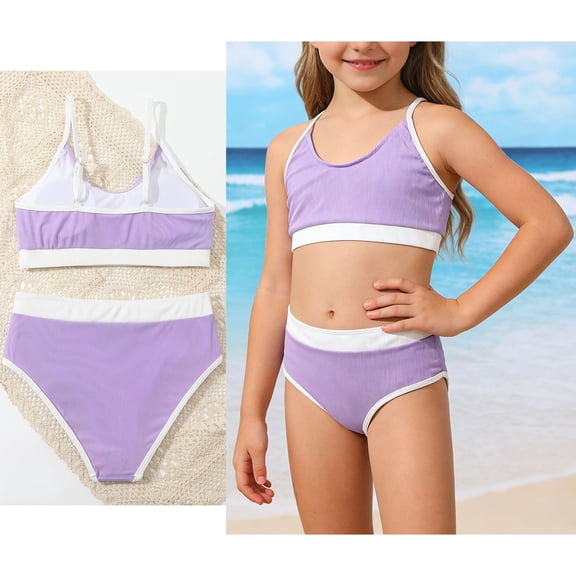 Kids Swimsuit Adjustable Straps 2 Piece Bathing Suit with Chest Pad Kids Bathing Suits Girls 3-5 Years