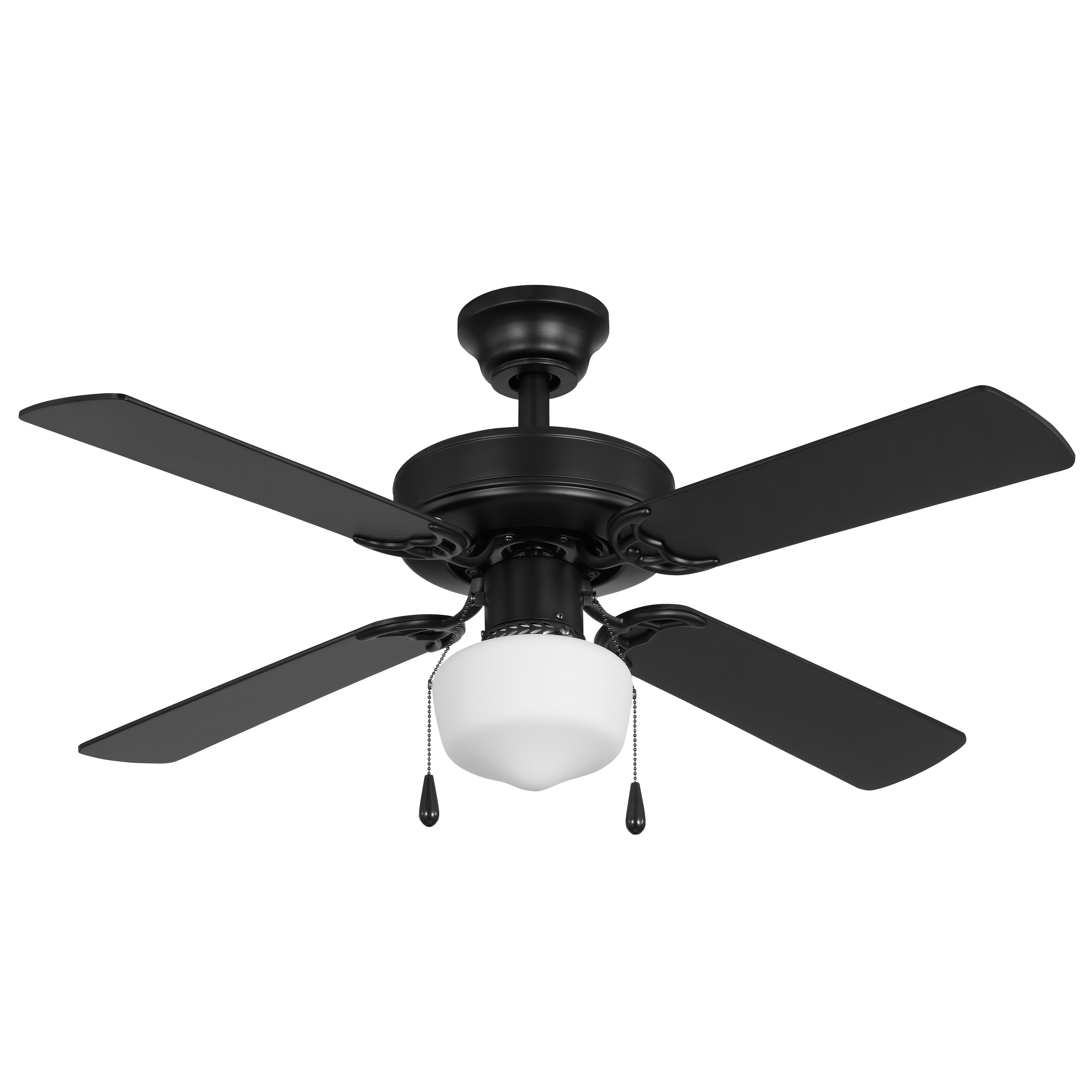 Mainstays 42 Inch Indoor Ceiling Fan with Light, Downrod Mount, Black