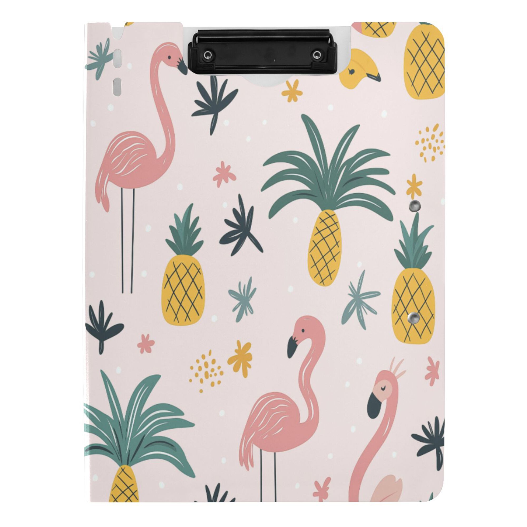FORMRS A4 Clipboard Folder with Pen Holder Horizontal Foldable School Office Binder, Flamingo Pattern