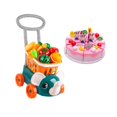 thumbnail image 4 of Carrito de compras para niños, carrito de supermercado de juguete, carrito de supermercado de simulación verde, 4 of 9