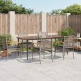 thumbnail image 1 of vidaXL 7 Piece Garden Dining Set with Cushions Grey Poly Rattan, 1 of 4