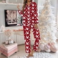 thumbnail image 2 of FUNDUFI Women's Pajama Sets Christmas Printed Button Up Long Sleeve Shirts + Stretchy Loose Fit Pants 2Pcs Sleepwear Outfits Comfy Ladys Sleeping Clothes, 2 of 5