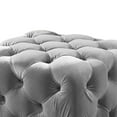 thumbnail image 5 of Button Tufted Velvet Fabric Upholstered Wooden Ottoman Gray, 5 of 5