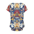thumbnail image 4 of Hvot&aat Women's Vintage Printed Tops Short Sleeve V Neck Casual Summer T-Shirts Slim Fit Comfort Soft Blouse, 4 of 4