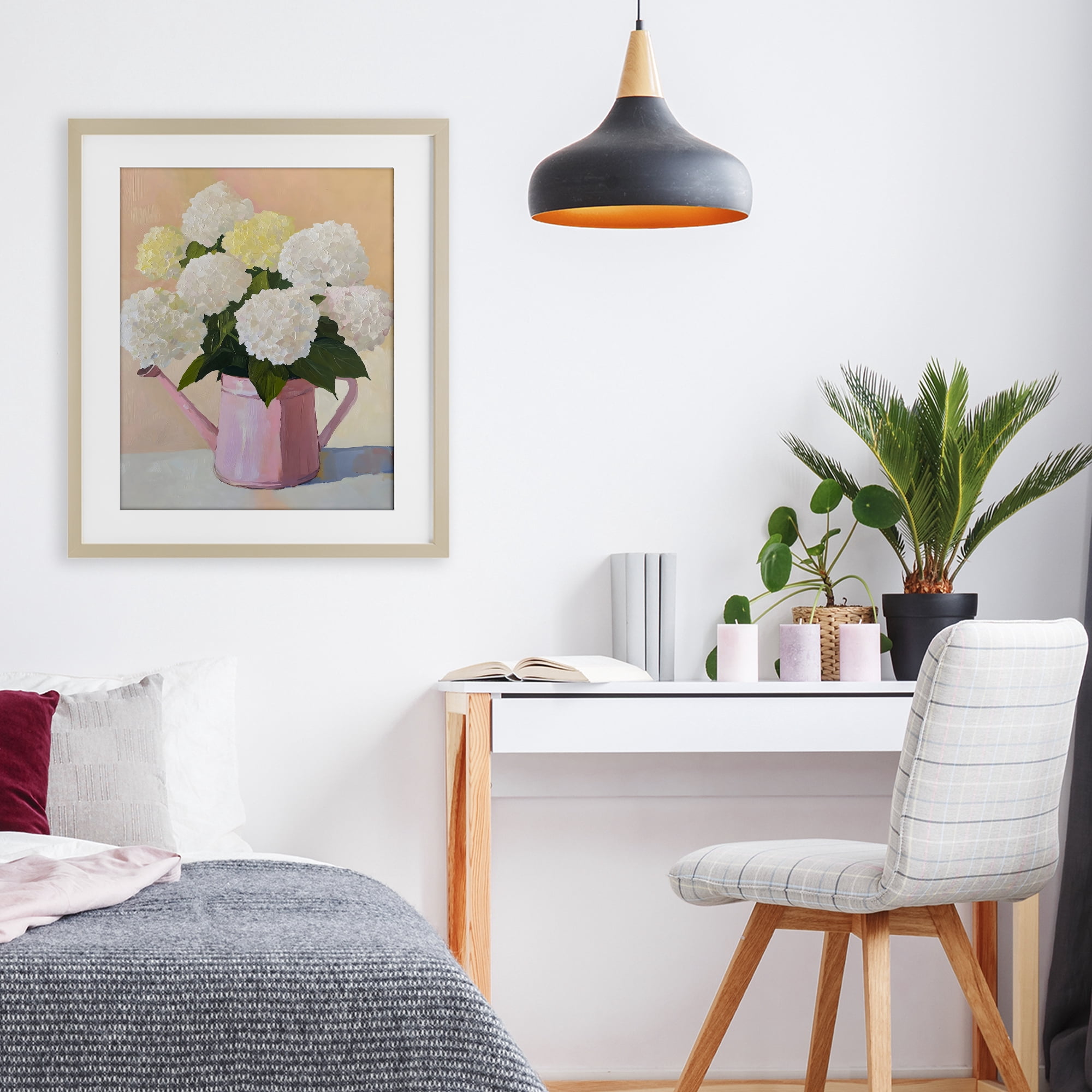 Stupell Industries Hydrangeas in Watering Can Birch Framed Print Under Glass, design by The Prints Vibe