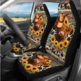 thumbnail image 2 of Uorisanigo Cute Highland Cow Sunflower 14 Pack Car Seat Covers Sets with Soft ComfortableSteering Wheel Cover and Center Console Cover Car Headrest Cover Auto Seat Belt Cover Fit Car SUV, 2 of 6