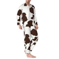 thumbnail image 2 of Balery Brown Cow Pijama para Hombre de Dos Piezas con Manga Larga, Conjunto de Dormir y Descanso Suave con Bolsillos-X-Large, 2 of 7