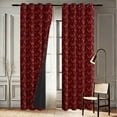 thumbnail image 6 of Vargottam Block Design Blackout Curtains - Set of 2 Panels, 52 x 108 Inches Each - Light Blocking & Thermal Insulated Drapes with Grommet Top for Bedroom & Living Room - Maroon, 6 of 9