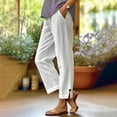 thumbnail image 2 of Women's Pants Fashion Casual Pants For Women Plus Size For Linen High Elastic Waist Drawstring Ankle Business Casual Pull On With Pockets, 2 of 5