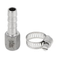 thumbnail image 1 of Accesorios de manguera de acero inoxidable 304 Unique Bargains 25/64" OD 1/8" Conector de rosca hembra BSPT para aire, agua, aceite, gas, combustible, 1 juego tono plateado, 1 of 1