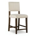 thumbnail image 2 of Linon Brook Full Back Wood Counter Stool, 24" Seat Height, Brown Finish with Linen Fabric, 2 of 9