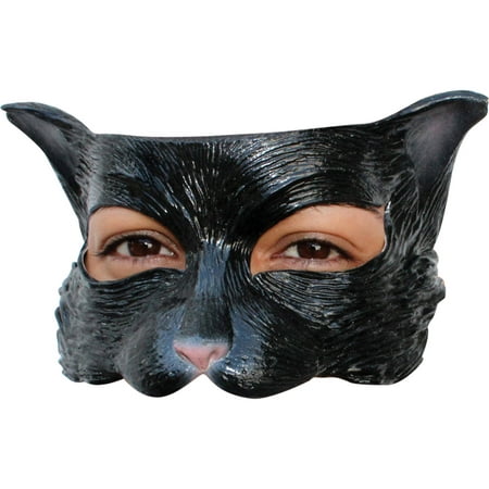 Black Kitty Latex Half Mask Adult Halloween Accessory