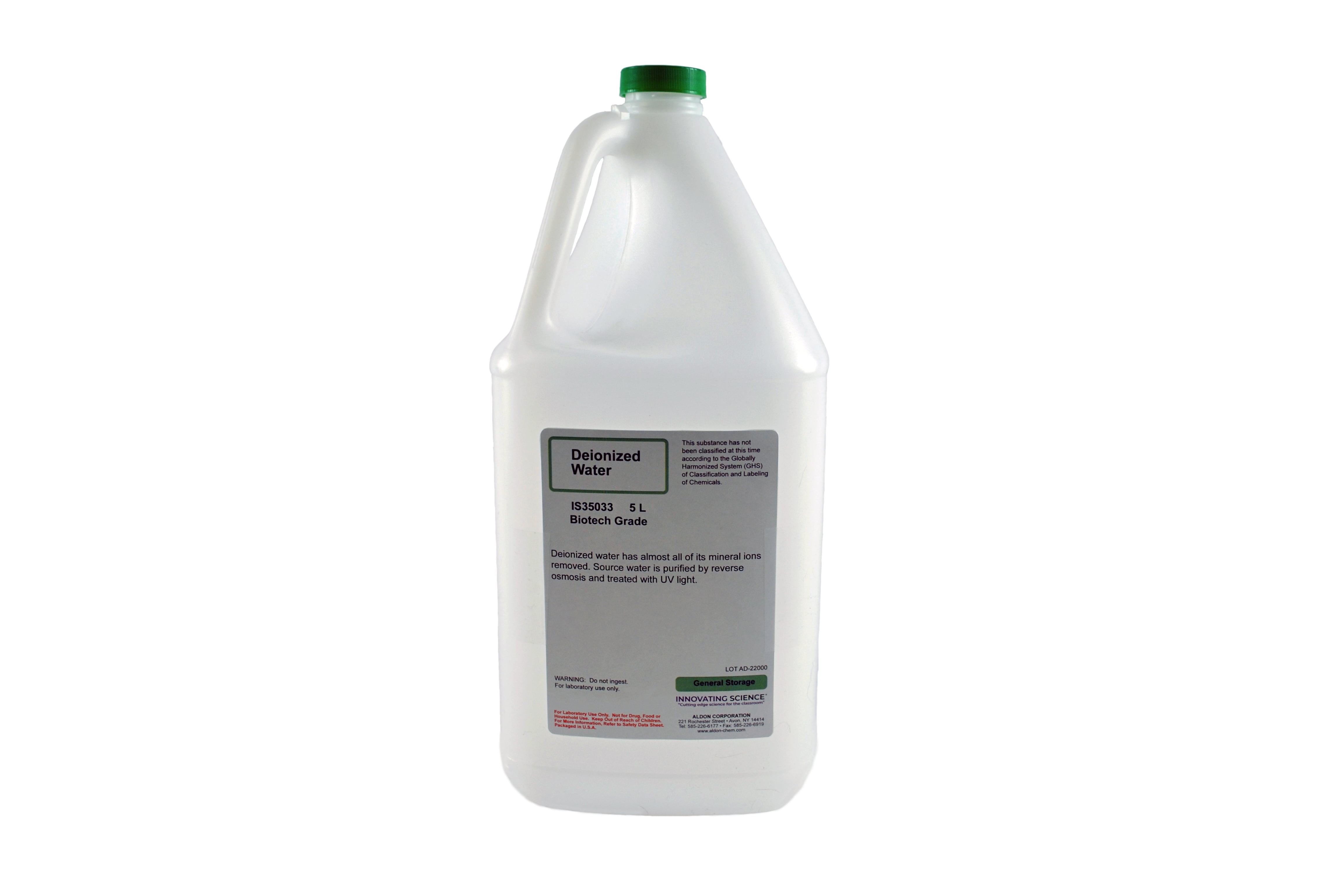 Deionized Water, 5000mL (5L) - Biotechnology (Reagent) Grade -  Demineralized - The Curated Chemical Collection by Innovating Science