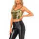 thumbnail image 4 of TOP CROP DE TIRANTES FINOS CON LENTEJUELAS INSPIRE CHIC PARA MUJER, TALLA XL, DORADO, IDEAL PARA FIESTAS Y CLUBES, 4 of 5