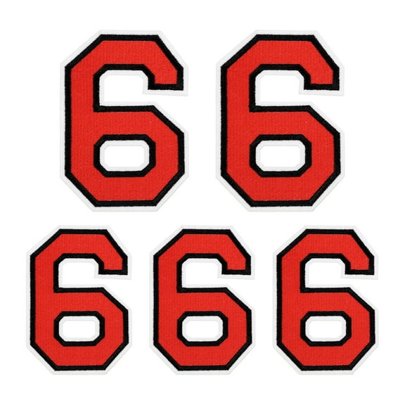 Iron on Number  4.4"/3.1" Number 6 Patches for Repairing Clothing DIY (Red, Pack of 5)