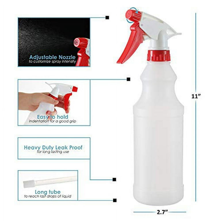 MR.SIGA 24 oz Empty Plastic Spray Bottles for Cleaning Solutions, Heavy  Duty Household Reusable Spray Bottles with Measurements and Adjustable Leak