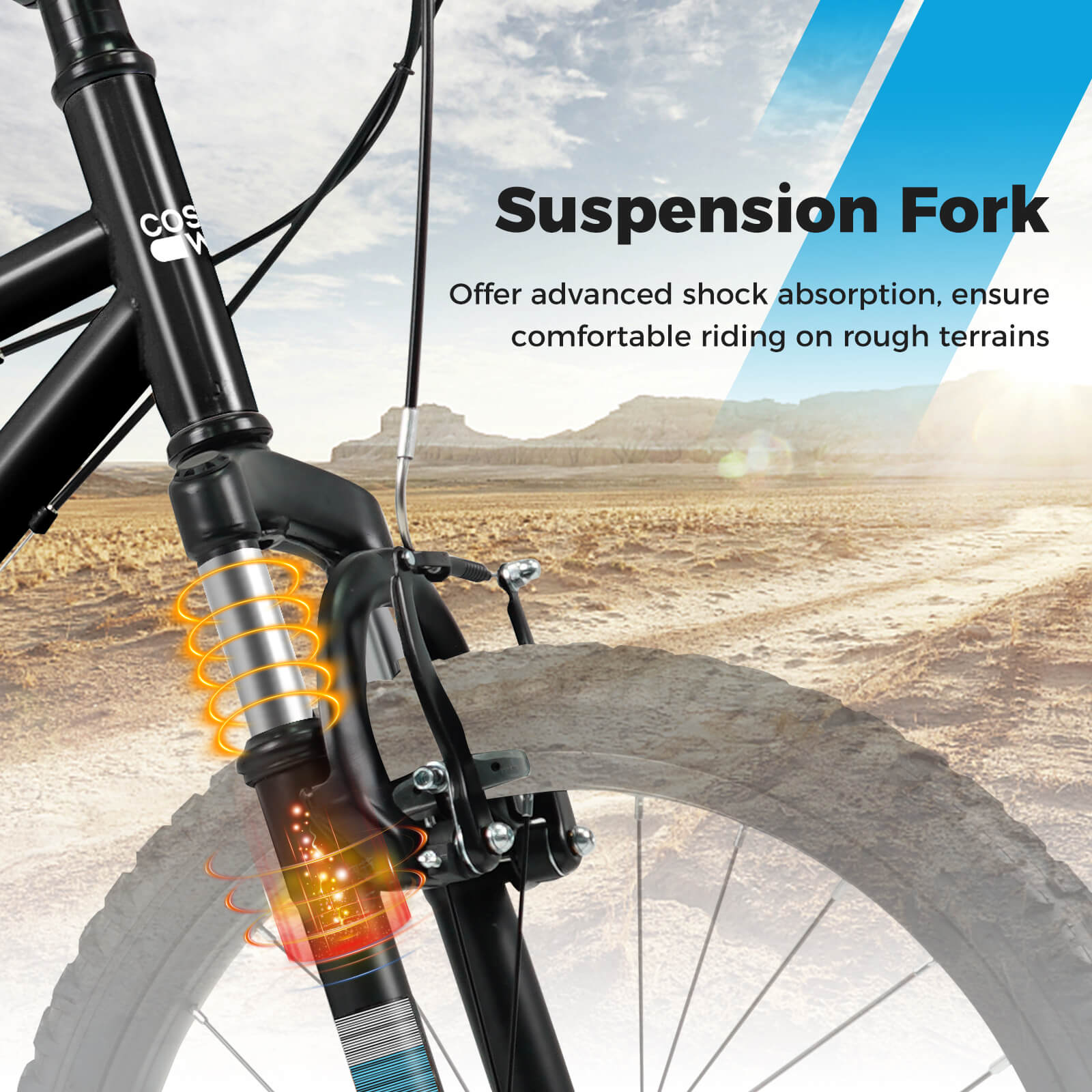 Costway 24 Inch Mountain Bike for Teens Aged 8+ Years Old with Suspension Fork Black