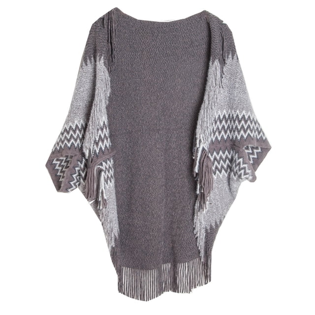Chal cálido para mujer, poncho con frente abierto, chales con bloques de color, cárdigan de invierno, ponchos estampados para mujer
