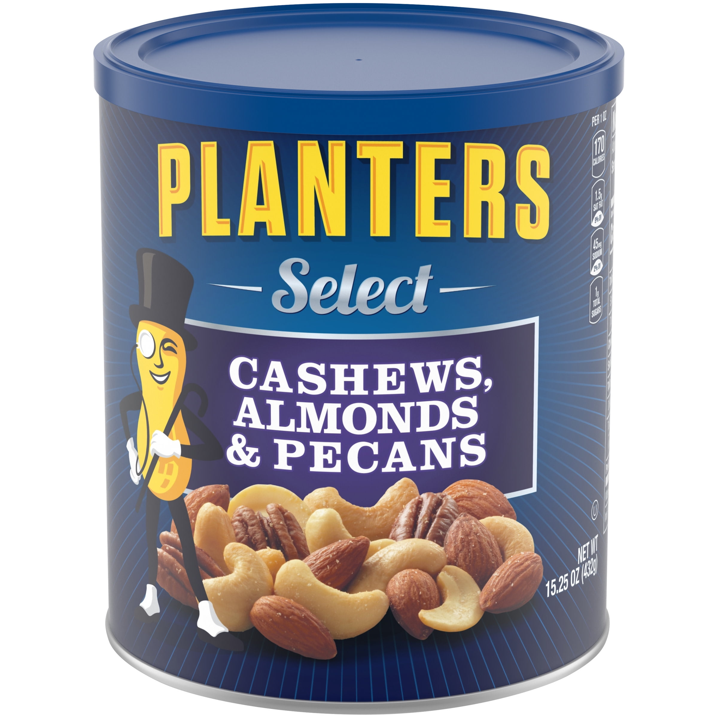 Planters Select Cashews, Almonds & Pecans Nut Mix, 15.25 oz Canister