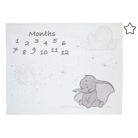 UPC: 0085214132327 | Disney Dumbo White and Grey Super Soft Milestone Baby Blanket