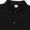 thumbnail image 5 of LIIPEE Men Shirts Casual Long Sleeve Lapel Solid Color Linen Cardigan Shirt Male Loose Fit Fashion Buttons Tops Comfortable Breathable Soft Daily Shirts,Black,L, 5 of 9