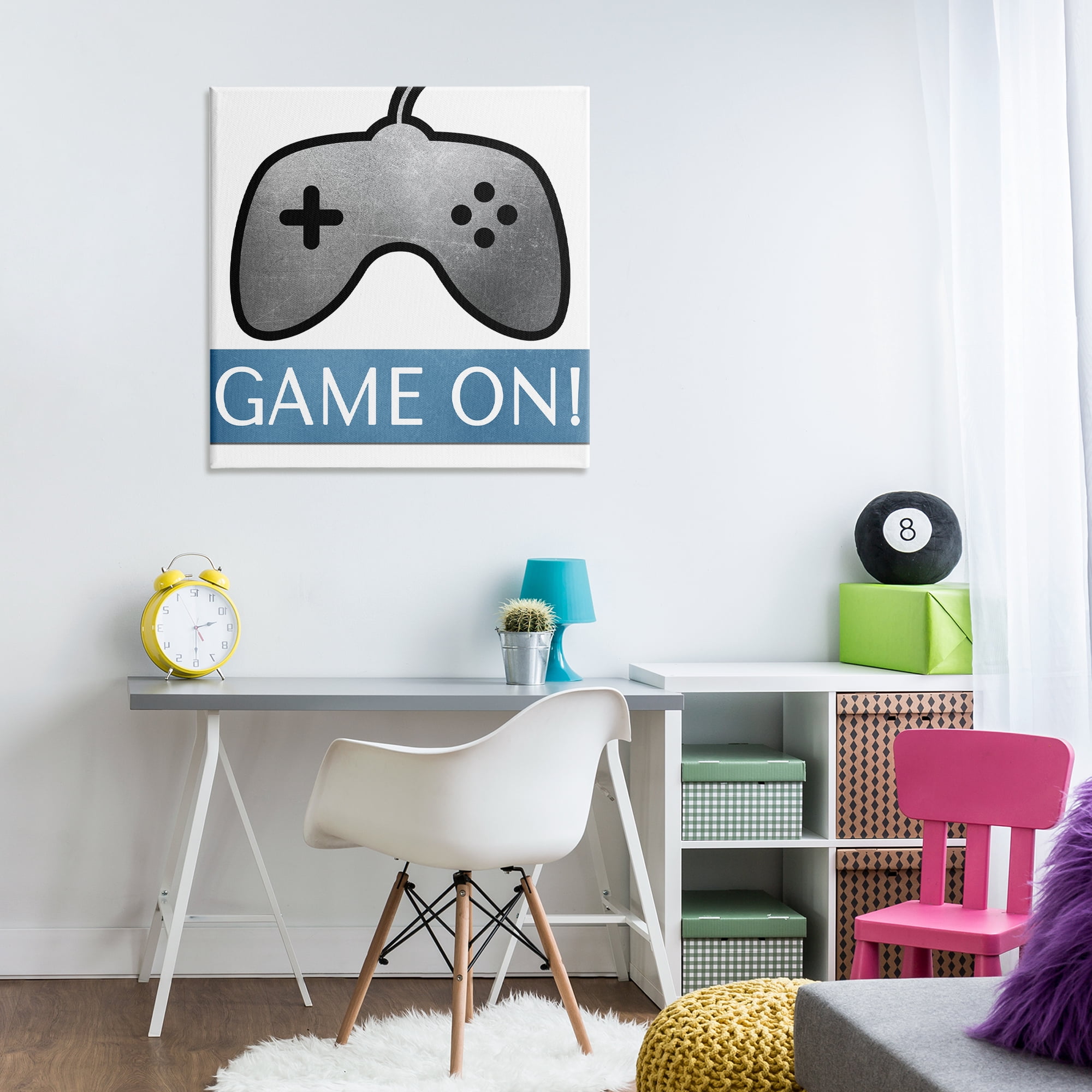 Stupell Industries Game On Controller Entertainment Painting Wrapped Canvas Art Print Wall Art, 30 x 30