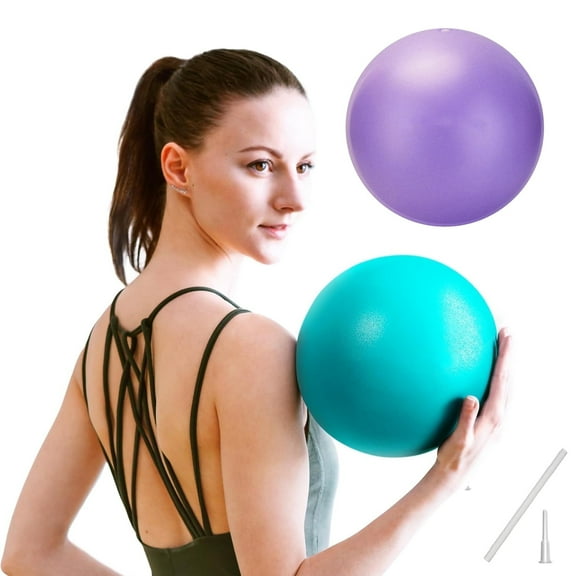 Rongsi Soft Pilates Ball 9 Inch, Durable and easy to clean, Small Exercise Ball Mini Yoga Ball for Core Strength, Balance, Stability Training & Physical Therapy (Purple   sky blue)