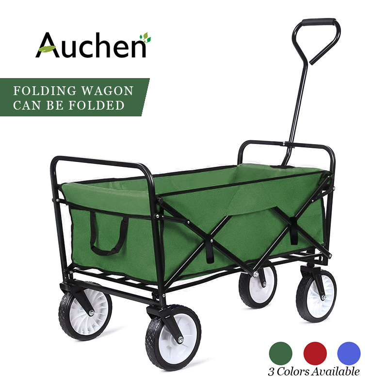 ALI VIRGO Folding Collapsible Outdoor Utility Garden Shopping Cart Beach Camping Wagon with All-Terrain Wheels Green