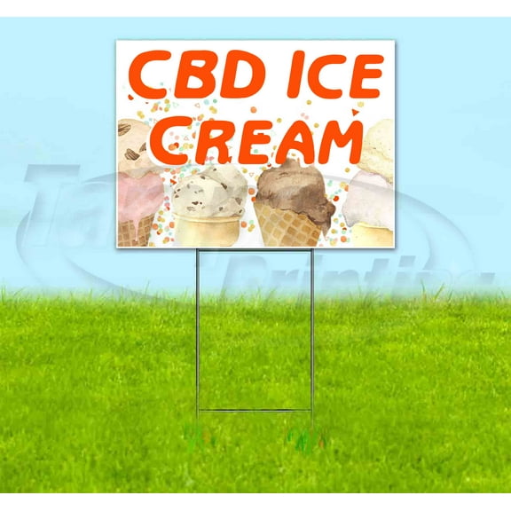 CBD Ice Cream (18" x 24") Yard Sign, Includes Metal Step Stake