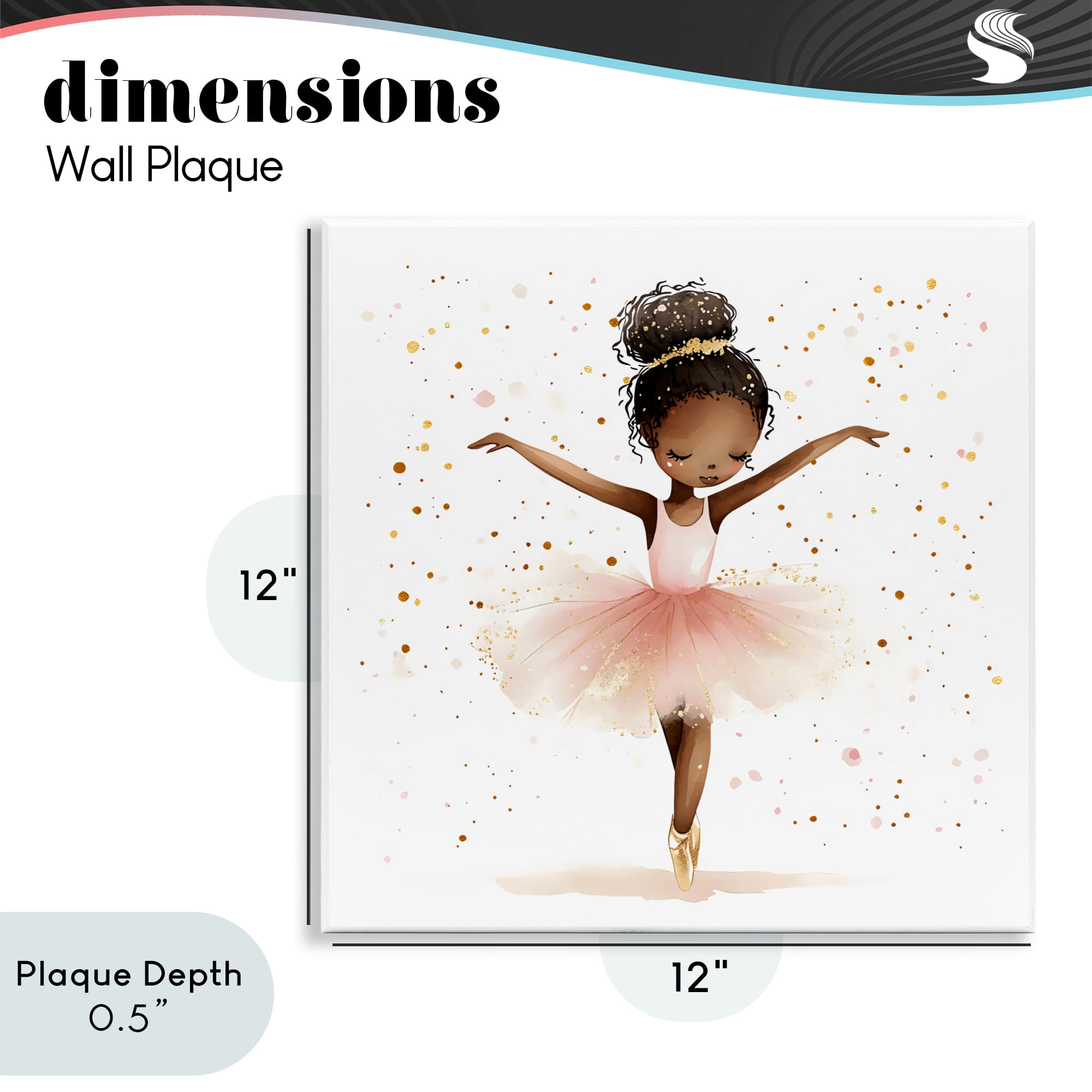 Stupell Industries Pink Ballerina Girl with Gold Wall Plaque Art, design by Creative Studio
