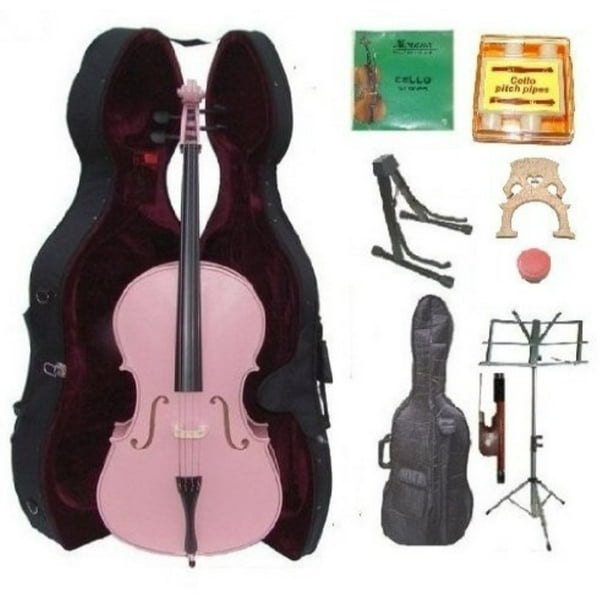 grace 1/4 size pink cello with hard case + soft carrying bag+bow+rosin