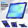 thumbnail image 4 of ELEHOLD Rugged Case for Samsung Galaxy Tab S10 FEplus / FE+ 2025 13.1 Inch Three-Layer Built-in Screen Protector 360° Rotating Kickstand Handstrap Shoulder Strap Shockproof Case,Black + Blue, 4 of 7