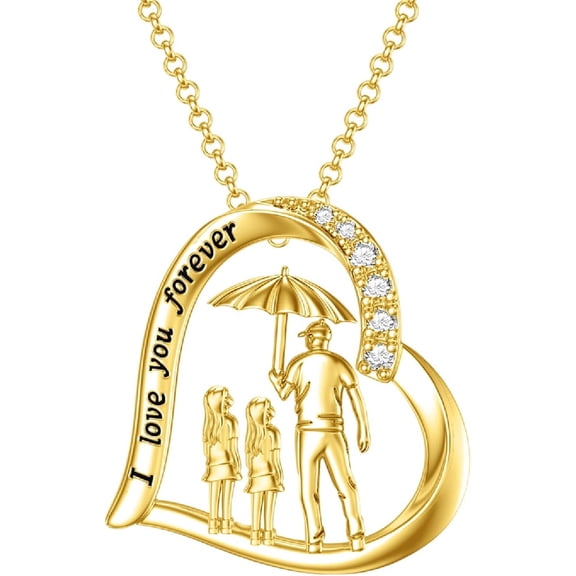 CACA LADY Father Daughter Necklace from Dad 925 Sterling Silver 14k Gold Plated Mother's Day Jewelry for Women