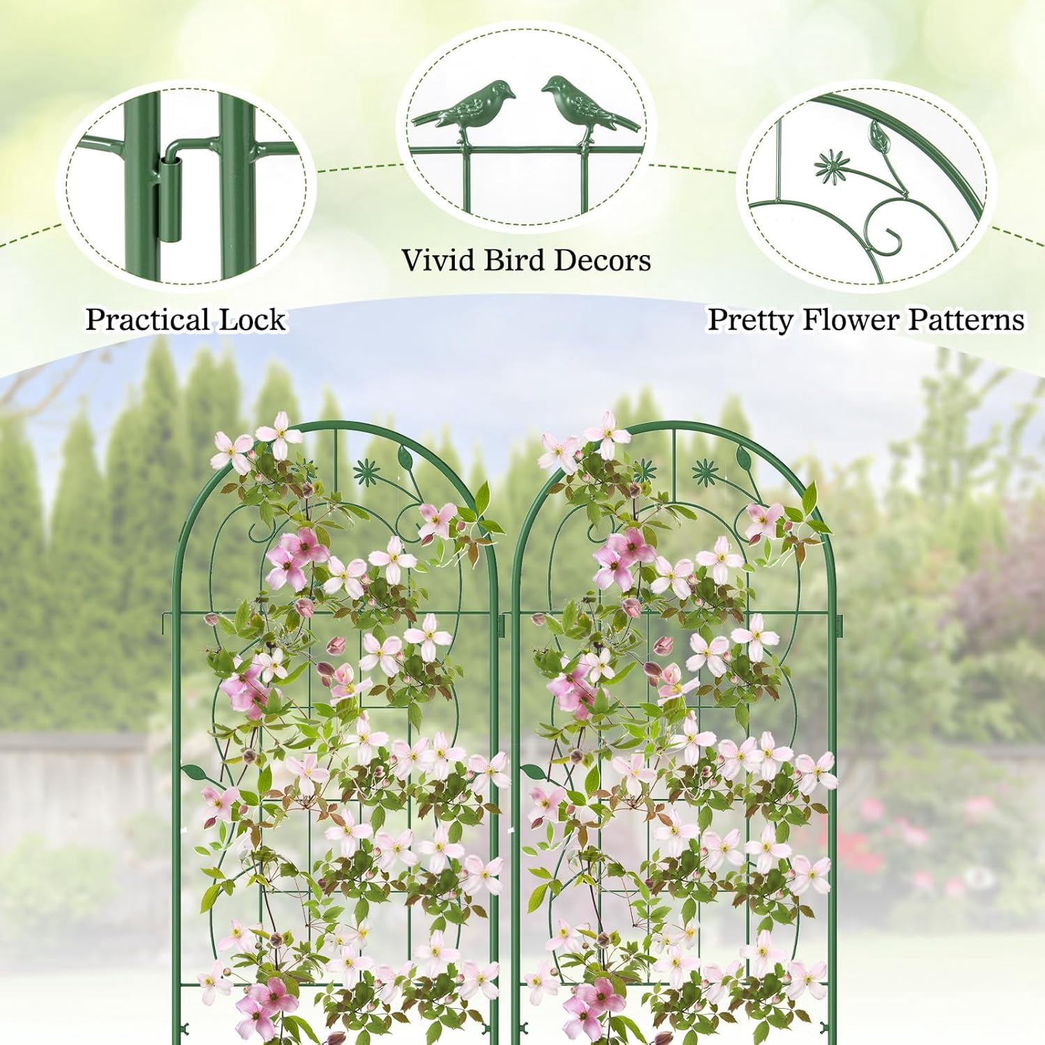 Kingsss 4 Pack Garden Trellis, 71" x 20" Rustproof Metal Plant Trellis Plant Support for Vegetables, Roses, Cucumbers, Rustproof Trellis for Climbing Plants Outdoor for Patio, Yard, Lawn, Green