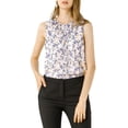 thumbnail image 6 of INSPIRE CHIC Women's Ruffle Chiffon Sleeveless Floral Top, 6 of 7