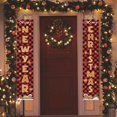 thumbnail image 3 of Paredes de celosía roja y negra navideña, decoración para exteriores, cortinas, fiestas navideñas, banderas colgantes, 3 of 5